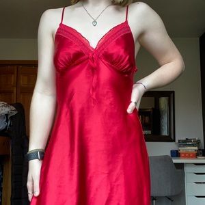 vintage victoria’s secret red slip dress